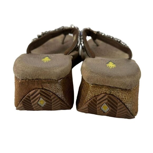 Very Volatile Platform Sandals Jeweled Bronze Metallic Python Womens Size 11 - Picture 9 of 13